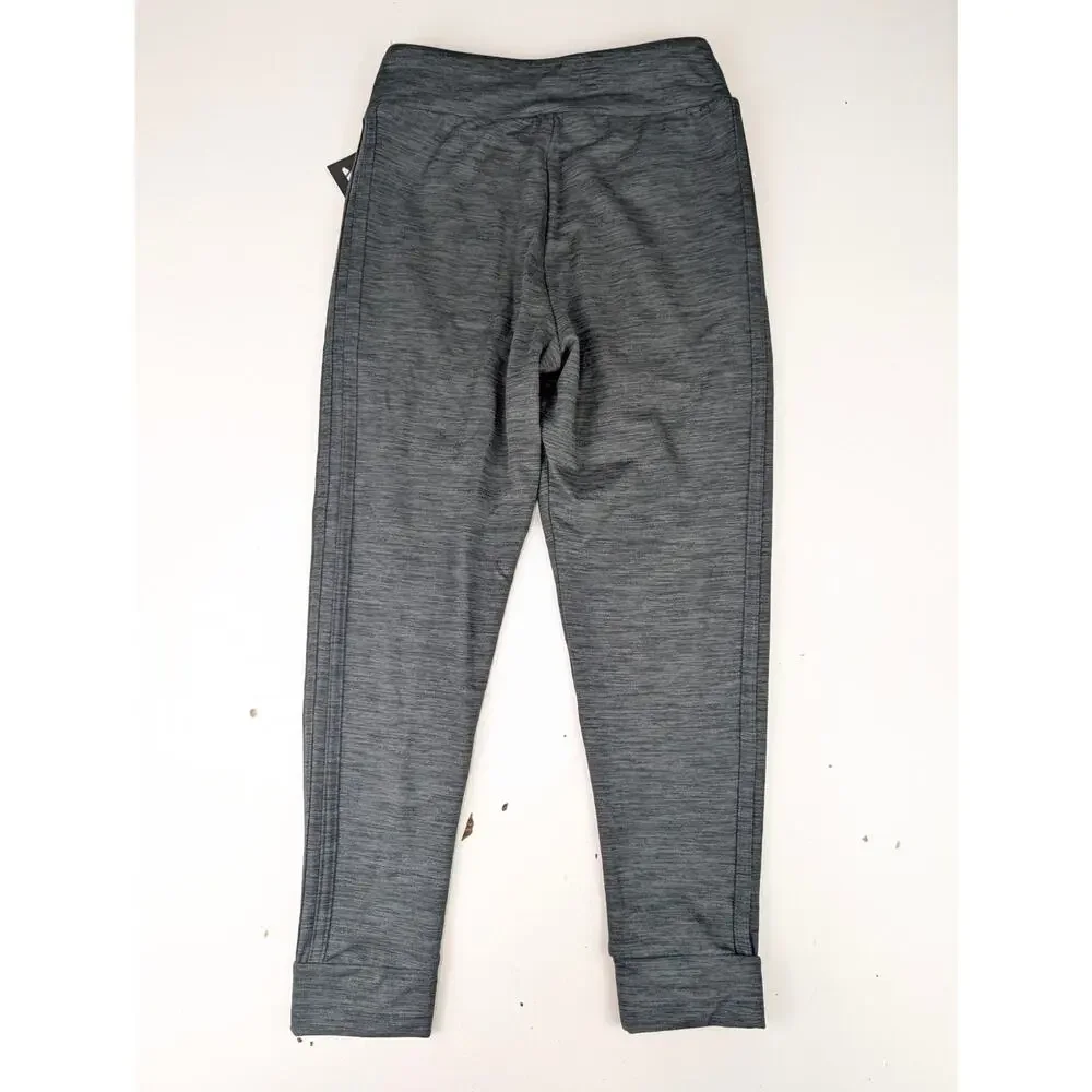 Adidas Girls Small Black Melange 3 Stripe Joggers & Long Sleeve Training Tee Set